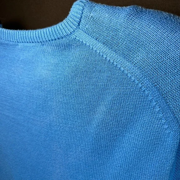 Vintage Brooks Brothers Sweater Men 42 XL Blue Sea Island Cotton V-Neck USA Made